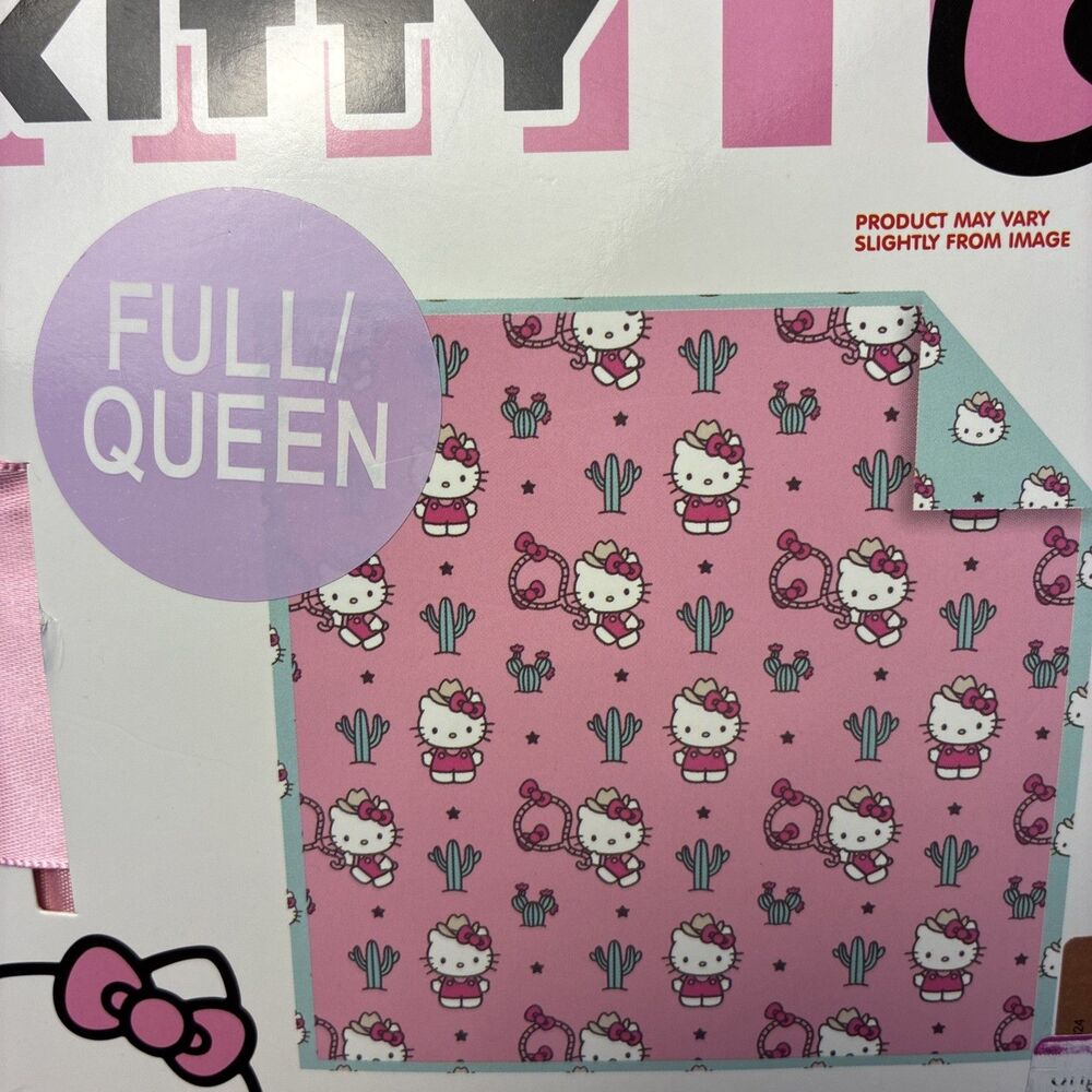 Hello Kitty Sanrio Western Cowgirl Lasso Full Queen Quilted Blanket